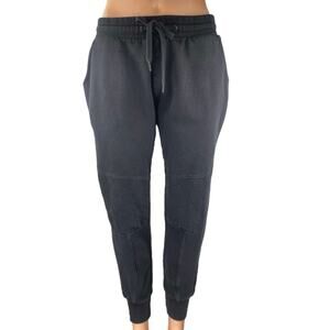 Eleven Paris Black Elastic Waist Drawstring Tapered Leg Trousers Joggers Pants S